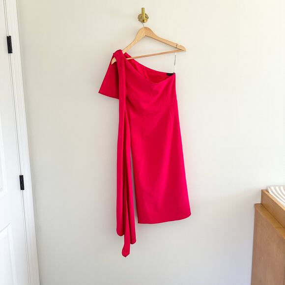 Sachin + Babi Miranda Draped One Shoulder Crepe Midi Dress Pink 4 - Picture 5 of 9